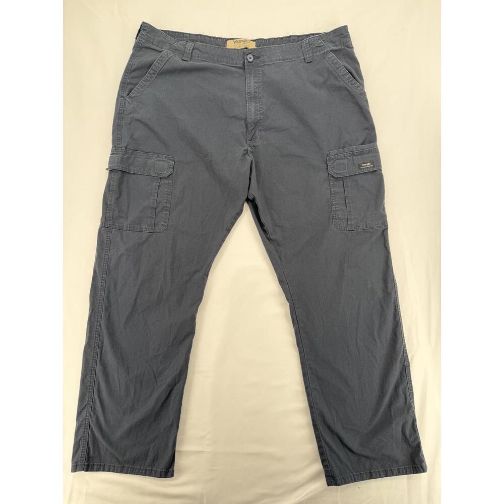 Wrangler Authentic Cargo Pants Relaxed Fit Waist 32 in. Cotton Blue